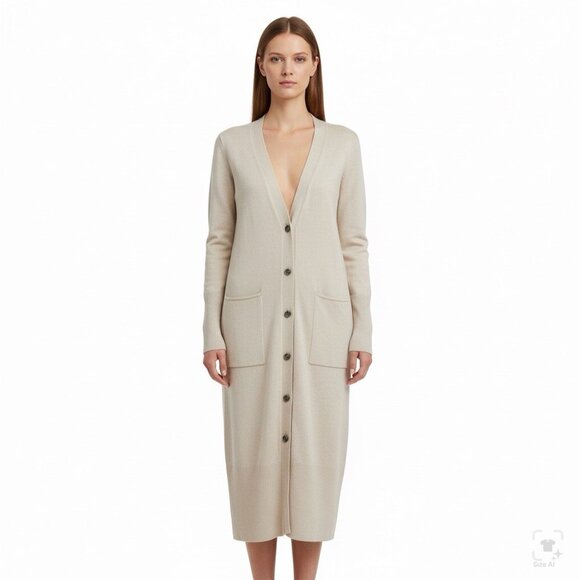 Jessica Simpson Womens Beige Knit Longline Cardigan With Buttons & Pockets Sz M - Picture 14 of 14